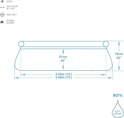 Piscina Autoportante Bestway Fast Set Redonda 366 x 76 cm