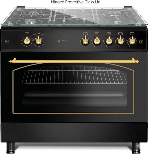 Cocina de Gas Rústica SOLTHERMIC  – 5 Quemadores – Horno Panorámico de 115 Litros