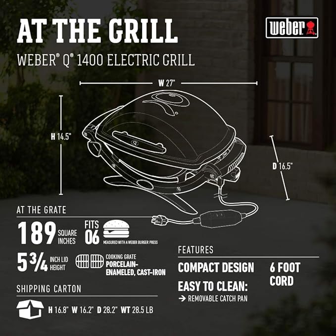 Weber Q 1400 – Barbacoa Eléctrica Portátil Premium
