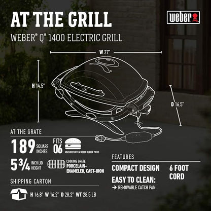 Weber Q 1400 – Barbacoa Eléctrica Portátil Premium