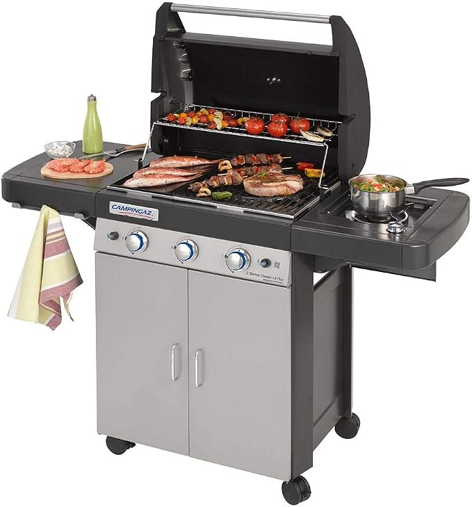 Campingaz 3 Series Classic LS Plus – Barbacoa de Gas 3 Quemadores de Acero Inoxidable con Quemador Lateral