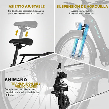 HITWAY BK16 – Bicicleta Eléctrica Urbana 26" 250W