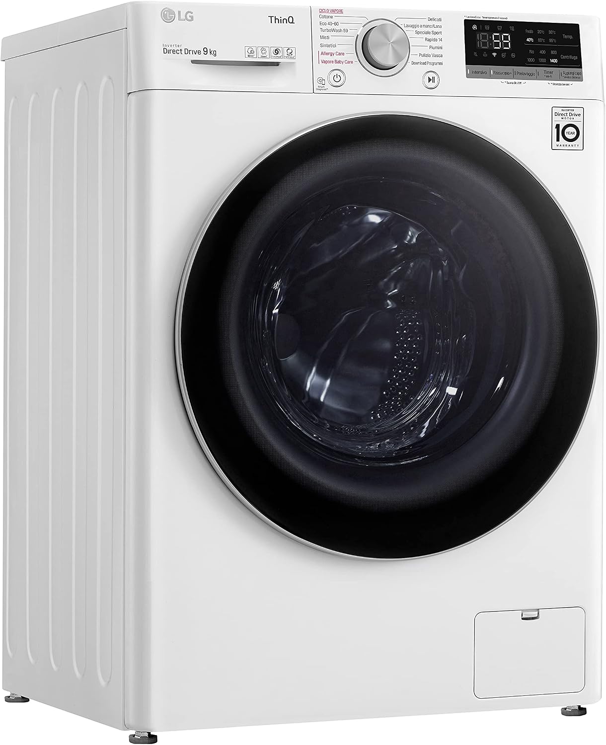 LG F4WV509S1E 9 kg AI DD™ – Lavadora Inteligente Inverter con Vapor Higienizante, WiFi y TurboWash