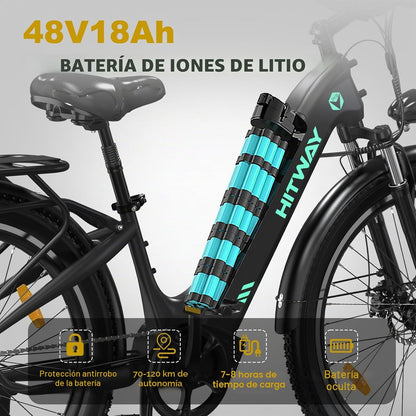 HITWAY BK16 – Bicicleta Eléctrica Urbana 26" 250W