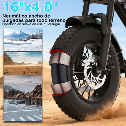 Bodywel M16 – Bicicleta Eléctrica Fat Tire 16” 48V 13Ah