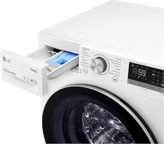 LG F4WV509S1E 9 kg AI DD™ – Lavadora Inteligente Inverter con Vapor Higienizante, WiFi y TurboWash