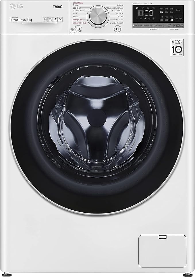 LG F4WV509S1E 9 kg AI DD™ – Lavadora Inteligente Inverter con Vapor Higienizante, WiFi y TurboWash